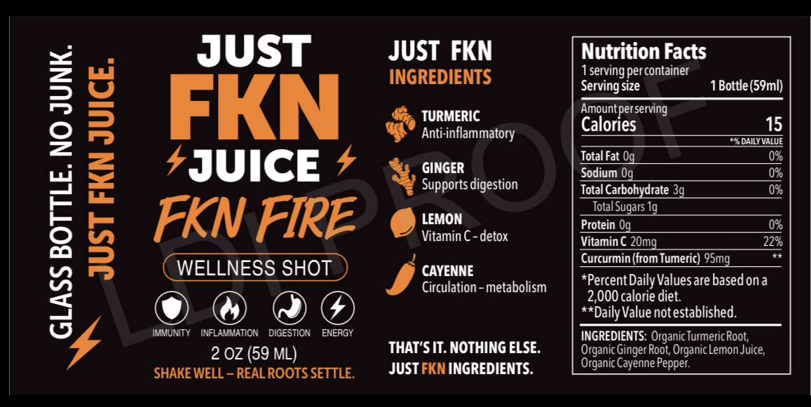 FKN Fire full bottle label artwork